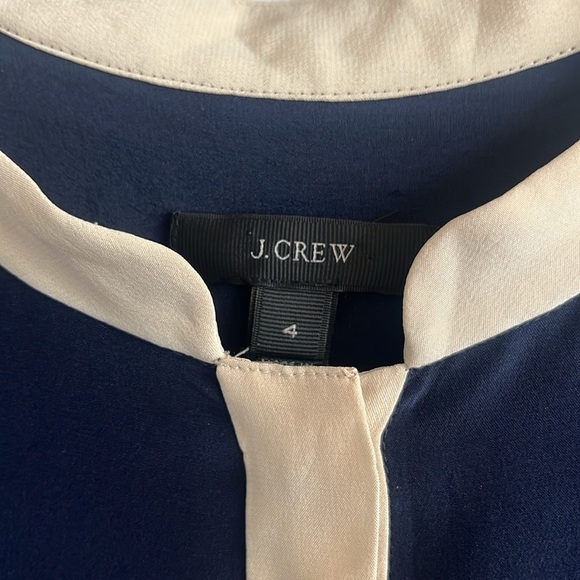 J. Crew Blue and Cream 3/4 Sleeve Silk Dress Size 4 - Picture 5 of 8